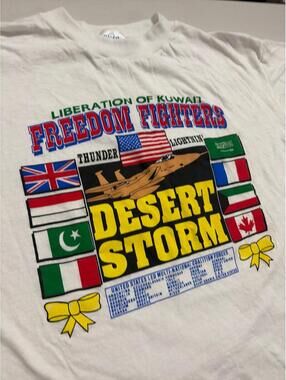 Vintage 1991 Freedom Fighters Operation Desert Storm T-Shirt US Mens Size XL